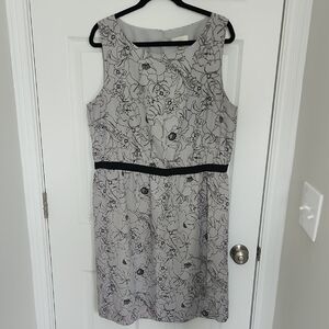 LOFT Floral Gray Sleeveless Dress